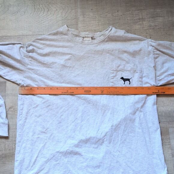 Victoria 's Secret PINK Dog Long Sleeve T-SHIRT Size Large L Grey - Picture 4 of 7